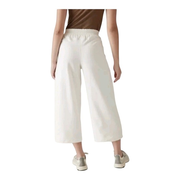 Athleta Women's Triumph Hybrid Wide‎ Crop Pants in Cream Ivory Style #533711 XL - Picture 2 of 13